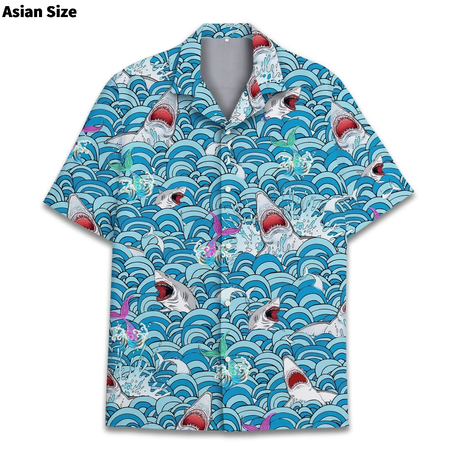 

Men's Shirt 3D Marine Animal Print Fashion Button Short Sleeved Lapel Street Clothing Cool And Innovative Hawaiian Shark Shirt