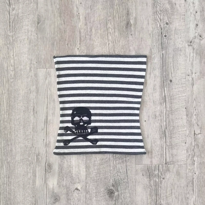 Y2K Sexy Slim Women's Trend Striped Skull Print Retro Spicy Girl Personality Design Sleeveless Tank Contrasting Color Design Top