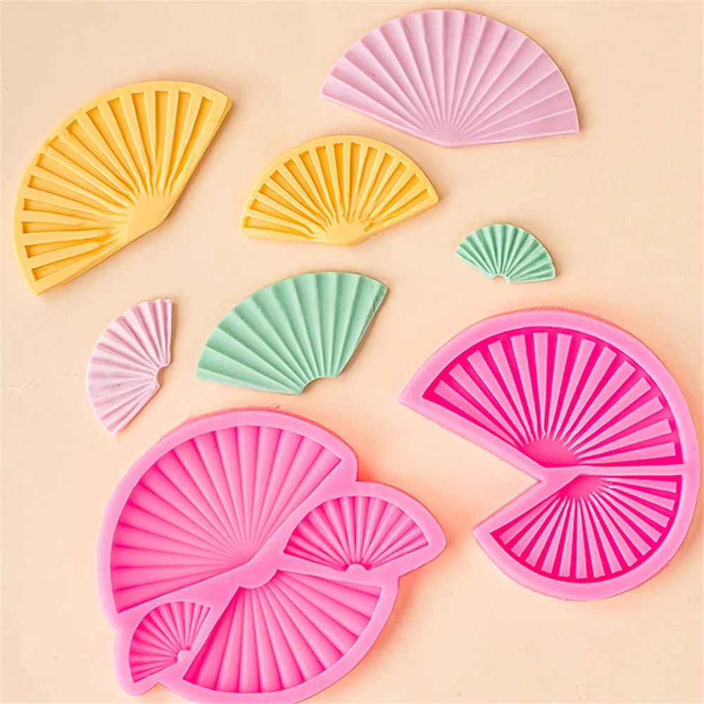 Traditional Wave Fan Silicone Mold Retro Fan Shaped Fondant Chocolate Mousse Cake Decoration Mold DIY Clay Resin Handmade Tools