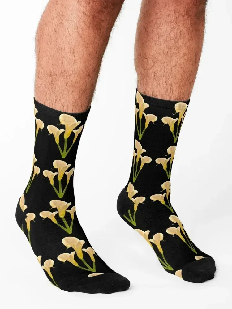 White calla lilies flower bouquet Socks soccer anti-slip heated Men's christmass gift Socks For Man Women's