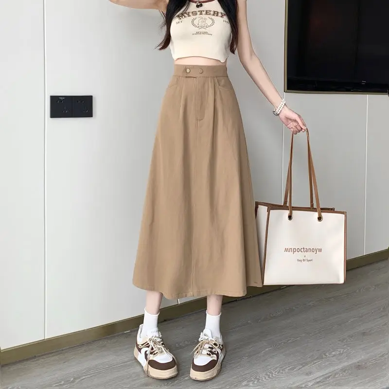 

2024 Summer New Women's Half Skirt Loose Commuter Casual High Waist A-line Half Skirt