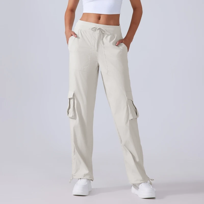 Dance Studio Pantalón cargo de talle medio de corte relajado con 6 bolsillos para mujer corriendo pantalones deportivos de ocio diario