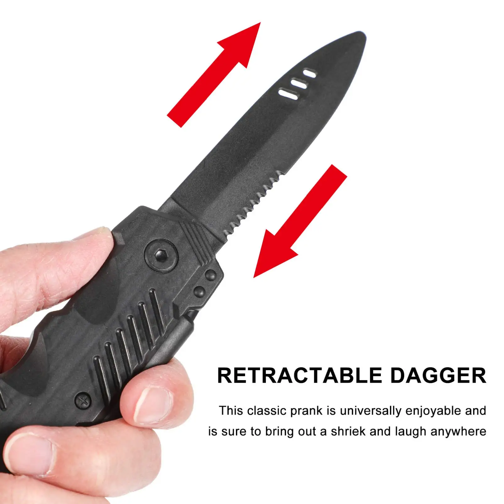 Hot Selling Trick Dagger Knife Black Retractable Fake Knife Toys Fun Prank Halloween Party Cosplay Costume Props