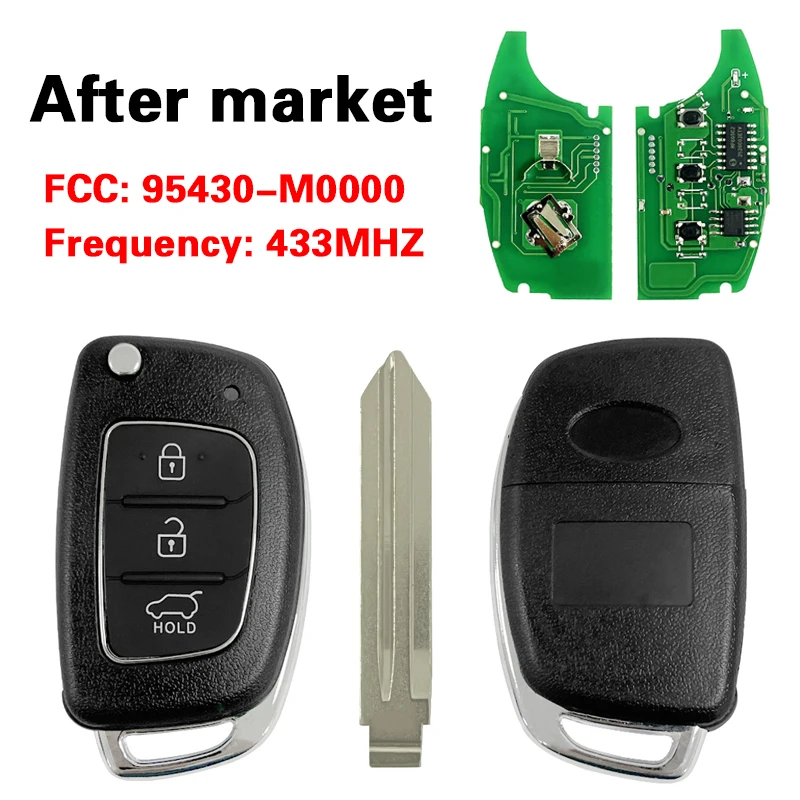 CN020116 Aftermarket 3 Button Smart Remote Flip Key 434Mhz 4D60 Chip FCC 95430-M0000 For Hyundai Creta 2016