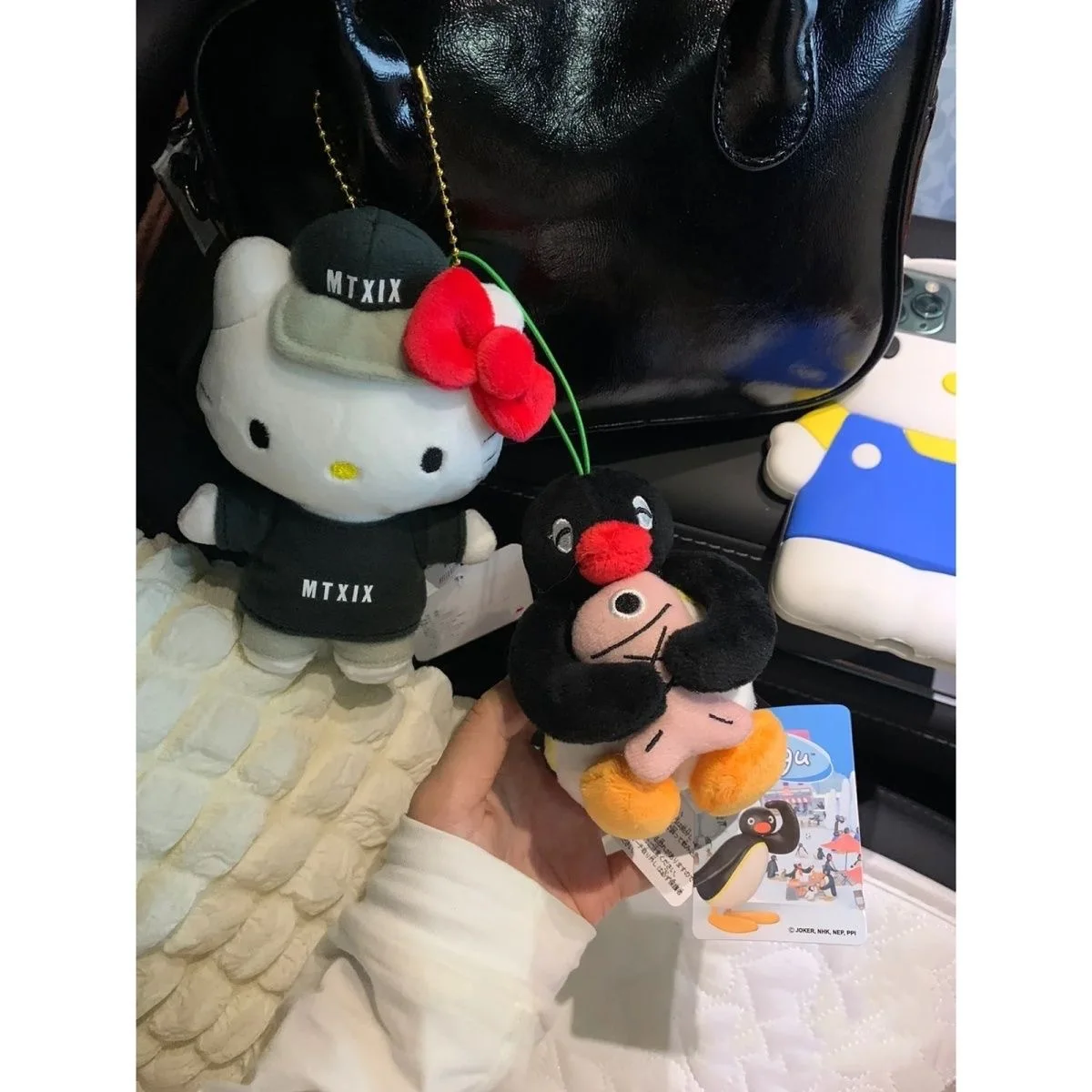 Hallo Kitty Baseball Kappe Plüsch Spielzeug Schlüsselbund Anime Kinder Stofftier Kitty Plushie Puppe Taschen Schlüsselring Mädchen Geburtstag Geschenke