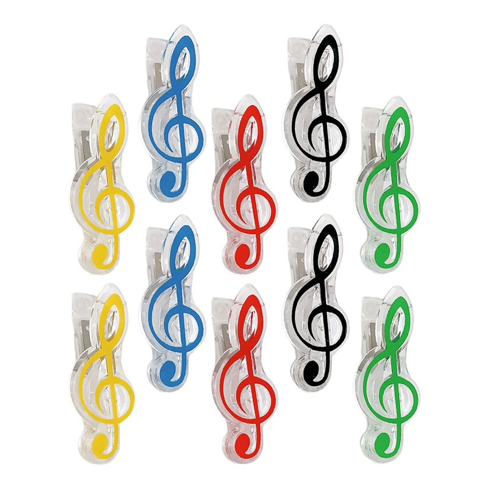 

10 Pcs Note Clip Bookmarks Musical Paper Holder Stand Clips Sheet Abs Page Office