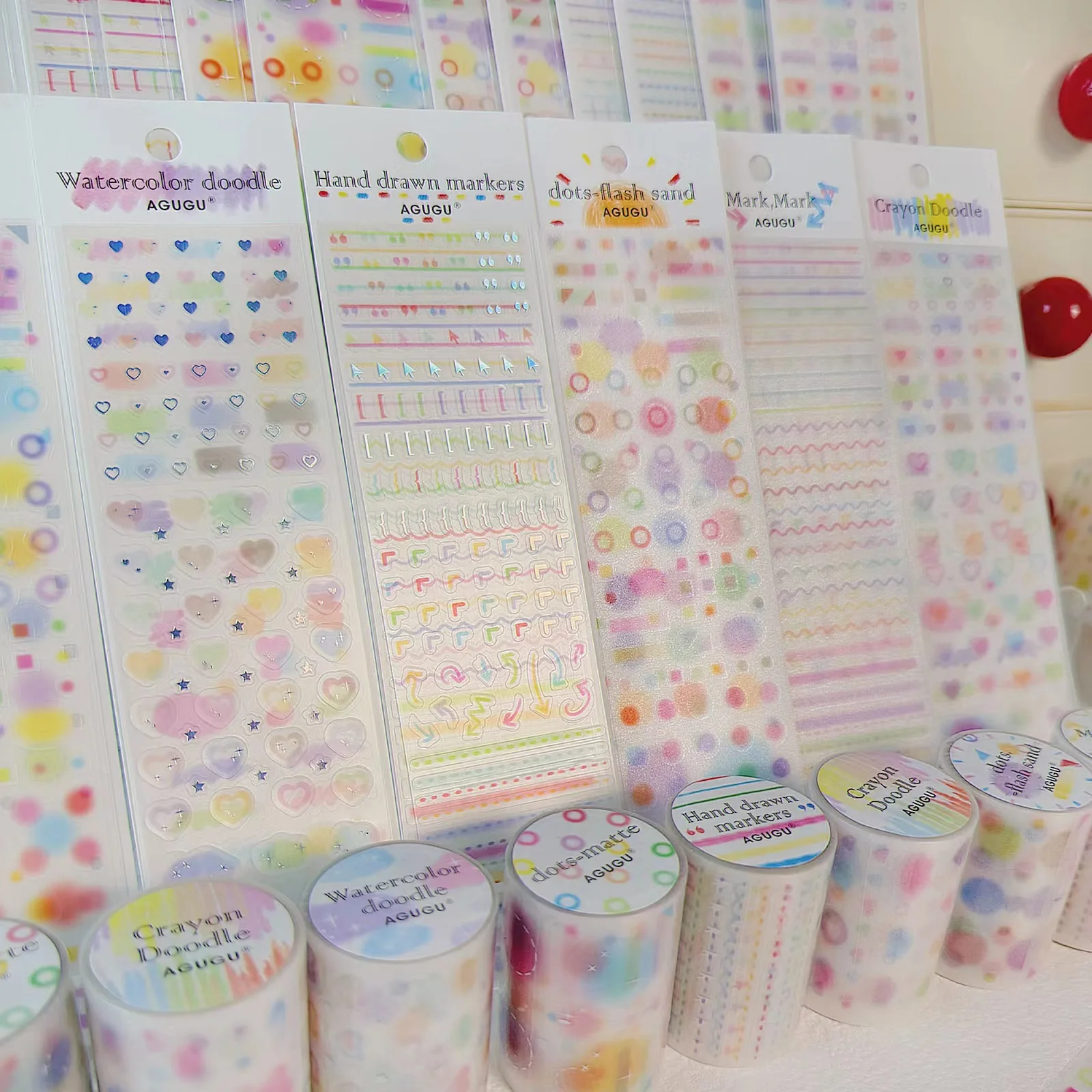 MINKYS Glittery Round Dot PET Decorative Tape Stickers Key Words Marker Sticker Journal DIY Tape Sticker Stationery