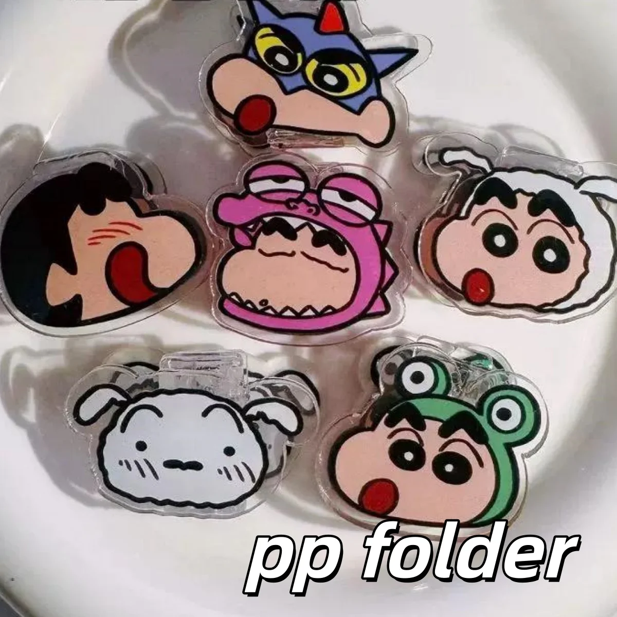 Crayon Shin-chan pp clip animación periférica Linda nota dibujos animados acrílico de doble cara lindo cuenta muñeca de doble cara papelería