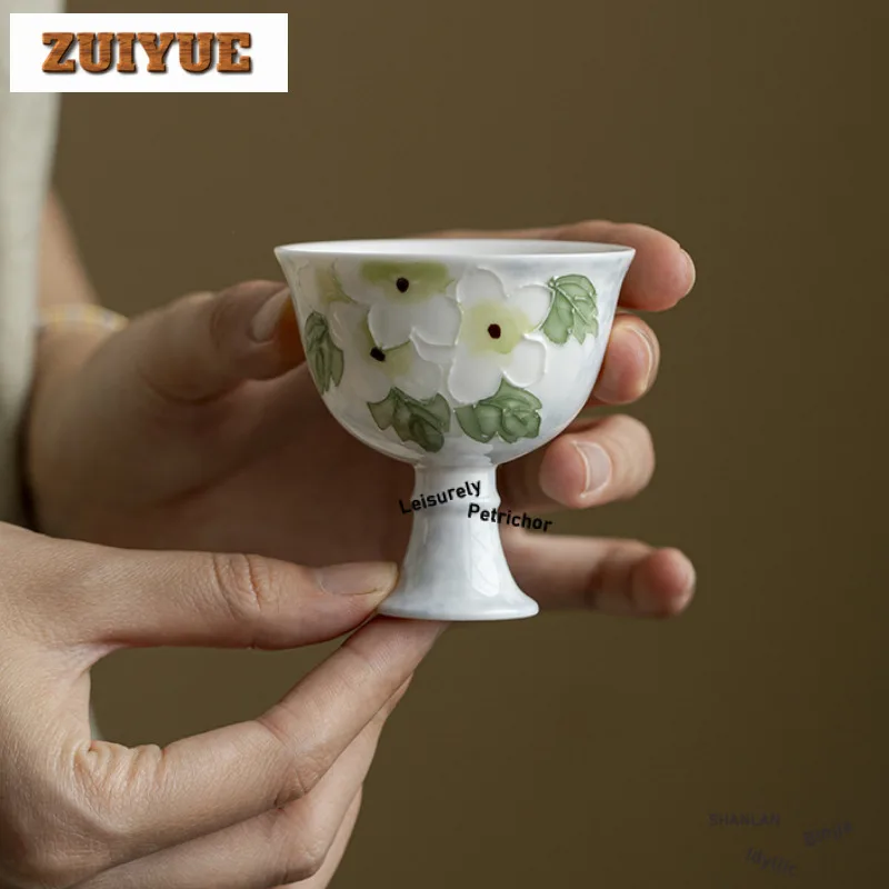 

2 шт./лот, 50 мл, ручная роспись, чайная чашка с гардении, эстетическая чайная чашка, кружка, чайная чашка для дегустации, чашка для медитации, чашки Jianzhan Master, чайная церемония