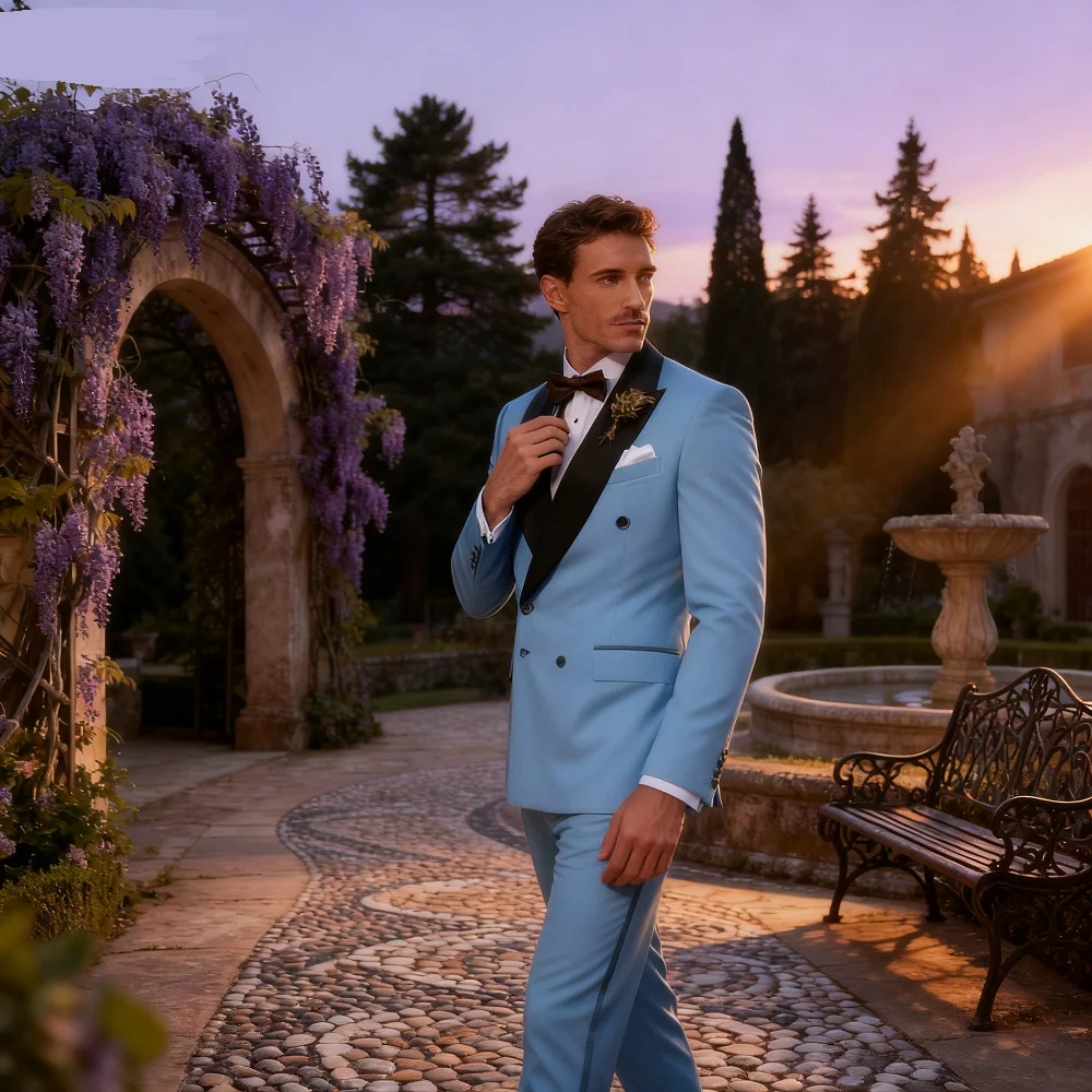 

AnnieBritney мужской свадебный костюм для курения двубортный пиджак с брюками однотонный смокинг из двух предметов для мужчин