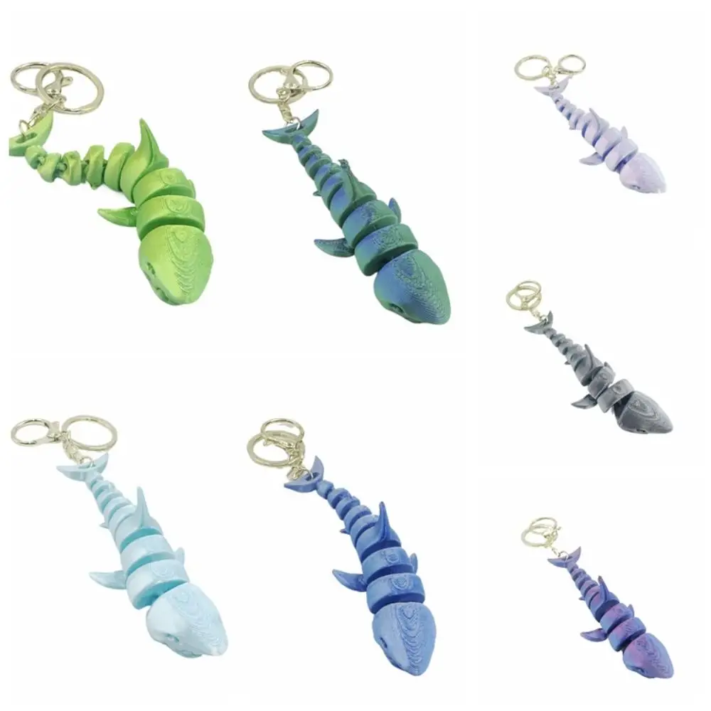 LLavero de ballena impreso en 3D PLA, figura de animales impresa en 3D multiarticulación móvil, adornos, llavero de tiburón realista