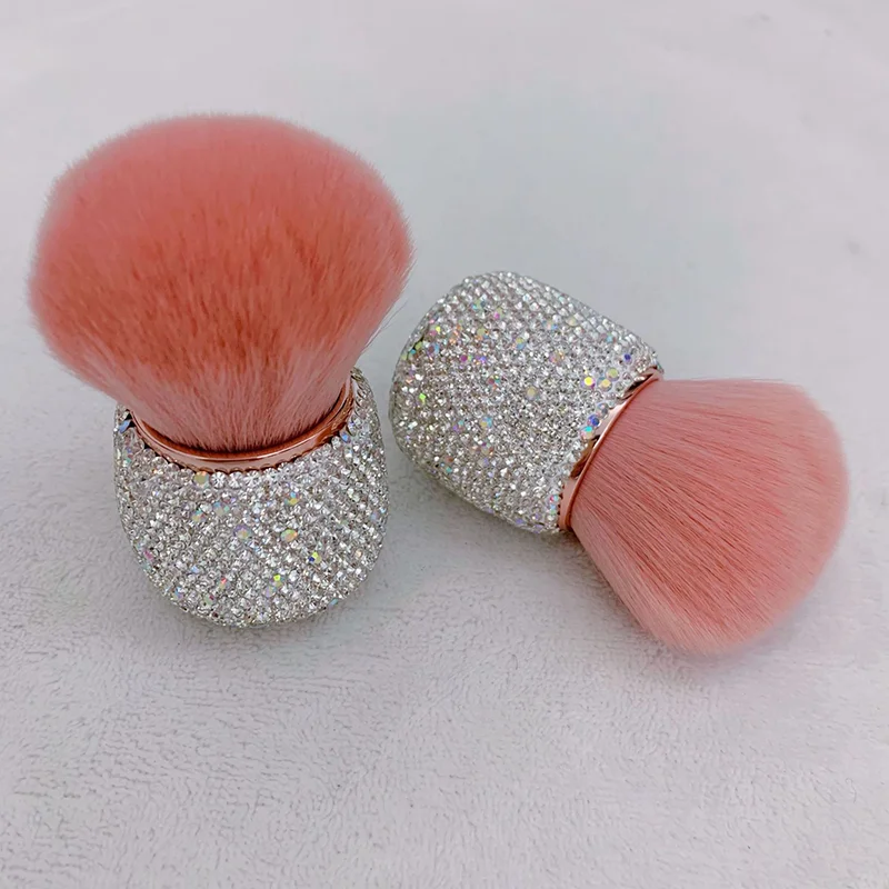 Brosse de maquillage tête de champignon décorée de strass, brosse multifonctionnelle Portable pour poudre et Blush pour la maison et les voyages