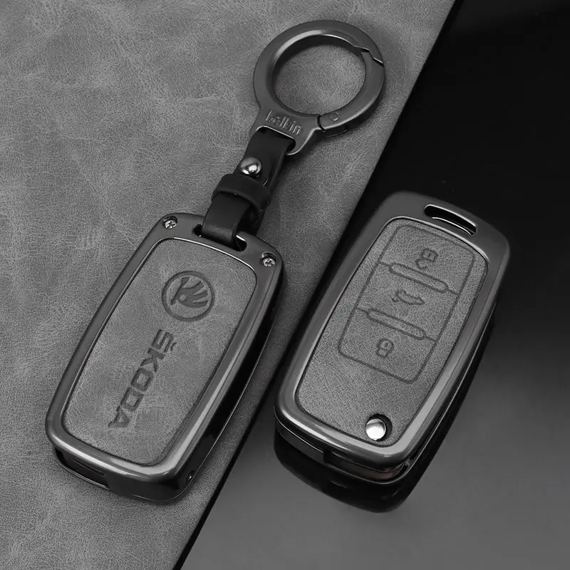 Zinc Alloy Car Smart Remote Key Case Full Cover Protector Shell Fob for Skoda Kodiaq Superb A7 Auto Key chain Accessories