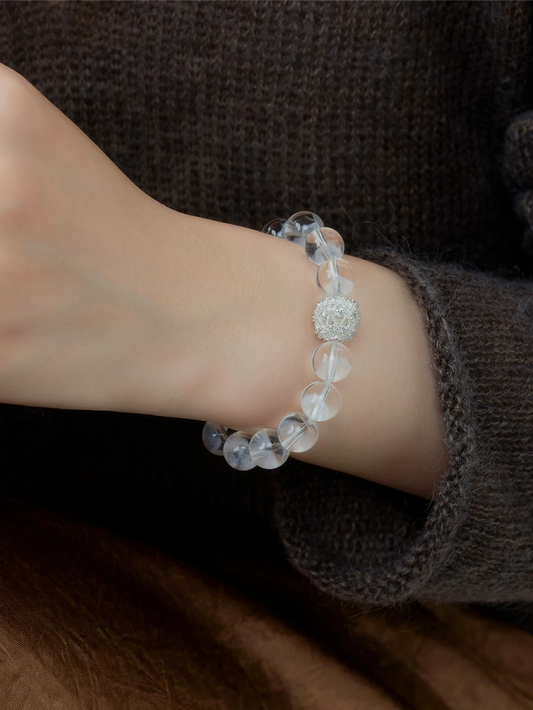  Crystal Lace Flower Ball Bracelet Pyramid White Ghost Simple Transparent High Quality Fashion Jewelry for Women