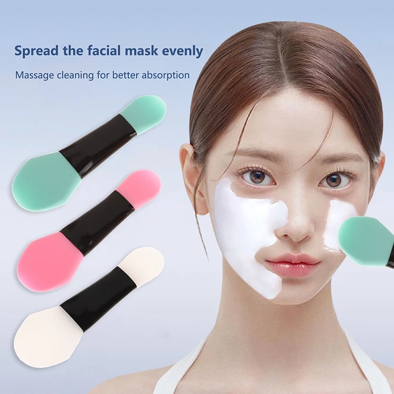 Double Head Silicone Facial Mask Brush Face Skin Care Tool Soft DIY Mud Film Adjusting Scraper Brush Apply Face Beauty Tools