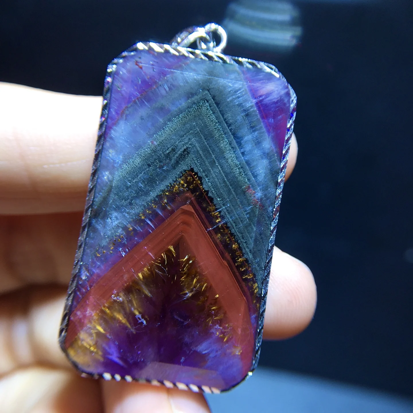 Natural Purple Cacoxenite Auralite 23 Pendant 38.6/22/6.1mm Red Purple Rutilated Beads Jewelry  AAAAA