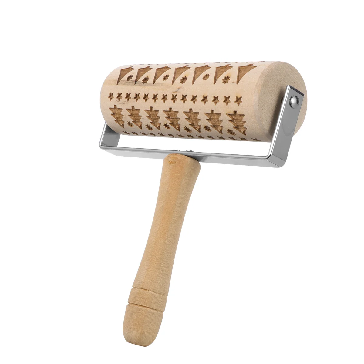 

Wooden Baking Embossed Rolling Pin with Cartoon Patterns for Fondant Sugar Paste Dough Roller Mold Non-Stick Handheld DIY Tool