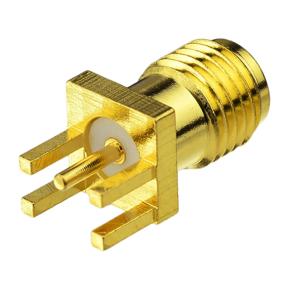 Superbat RP-SMA Female(male pin) End Launch PCB Mount Solder Post Terminal Straight RF Coaxial Connector for PC/LAN Antennas