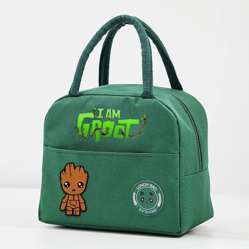 Disney Marvel Groot Turtles Lunch Hand Bag Childern\'s Teenage Cute Lunch Box Anime Cartoon Print Men Office Thermal Insulat Case