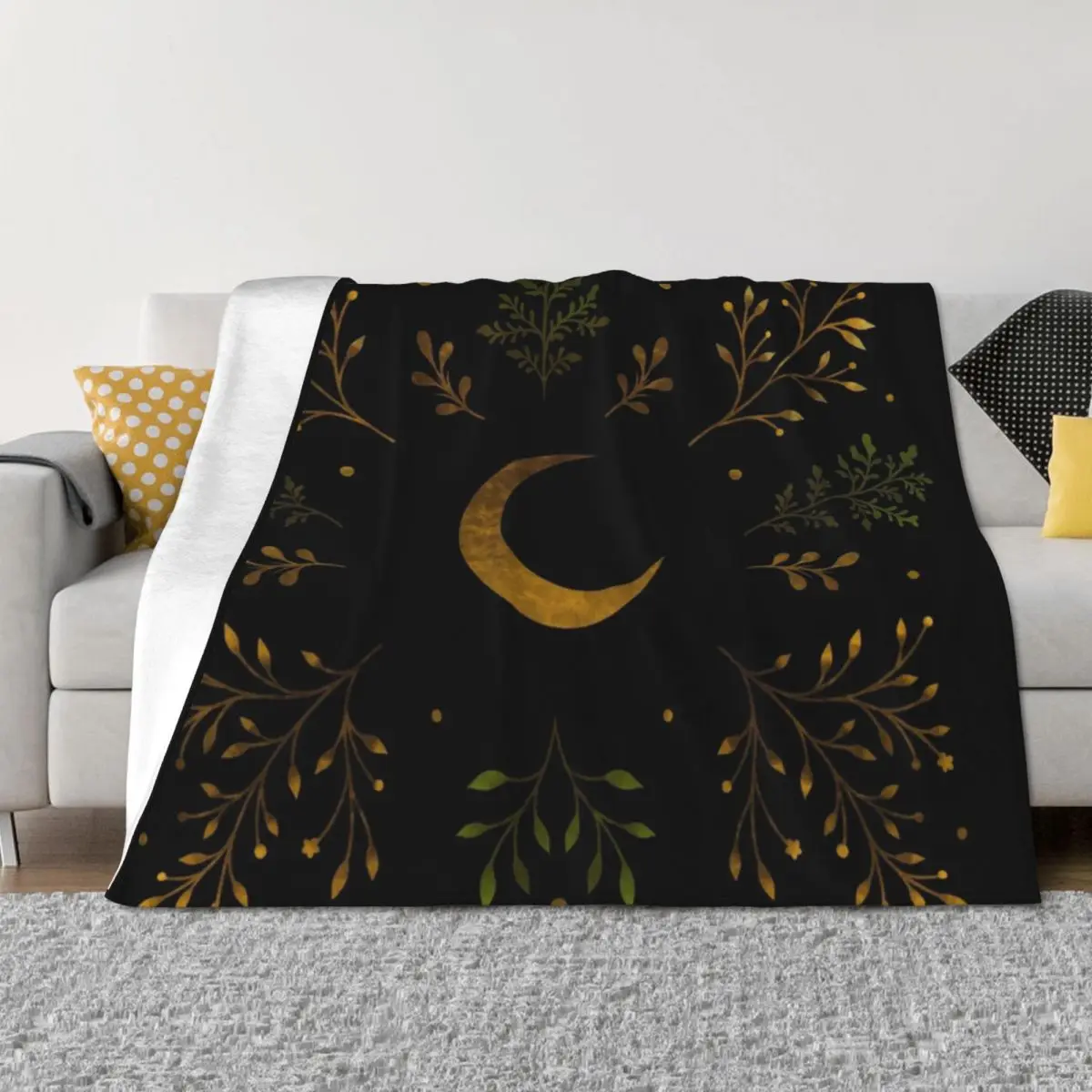 

Crescent Moon Gold Throw Blanket Hairys Soft Big Decorative Beds Heavy Blankets