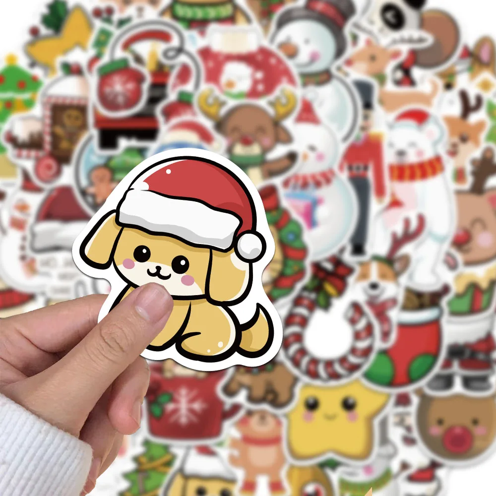 50PCS Creative Christmas Cartoon Stickers Tags Diary Stationery Computer Refrigerator Water Cup Phone Case Aesthetic Stickers