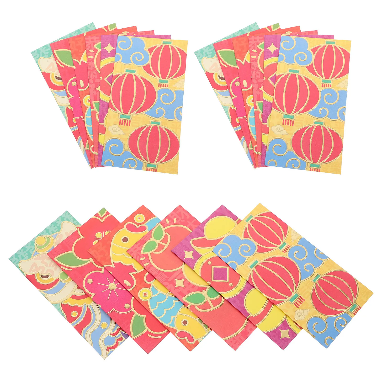 18Pcs Chinese New Year Cartoon Red Envelopes Iridescent Paper Money Holders for Festive Gifting and Celebrations