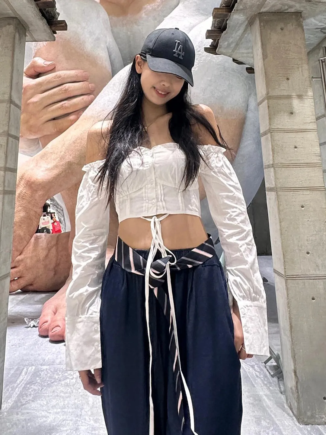 

Spring 2026 Design Sensation One Shoulder Short Pants Top Women's White Slimming Short Top Casual Style Polyester Fiber