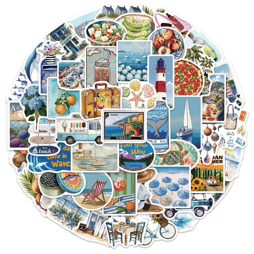 50PCS Summer American Cartoon Theme Stickers DIY Phone Cases, Postcards, Laptop Speaker Stickers