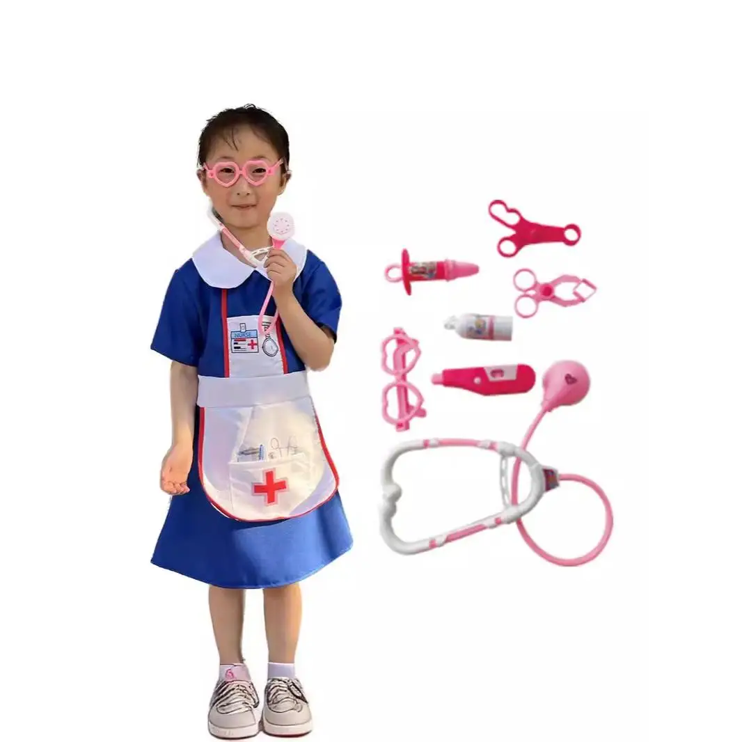 زي ممرضة وطبيب للأطفال لعيد الهالوين، مجموعة لعب الأدوار المهنية، زي جراحي للأطفال للعب التخيلي، مصنوع من مواد عالية الجودة #2
