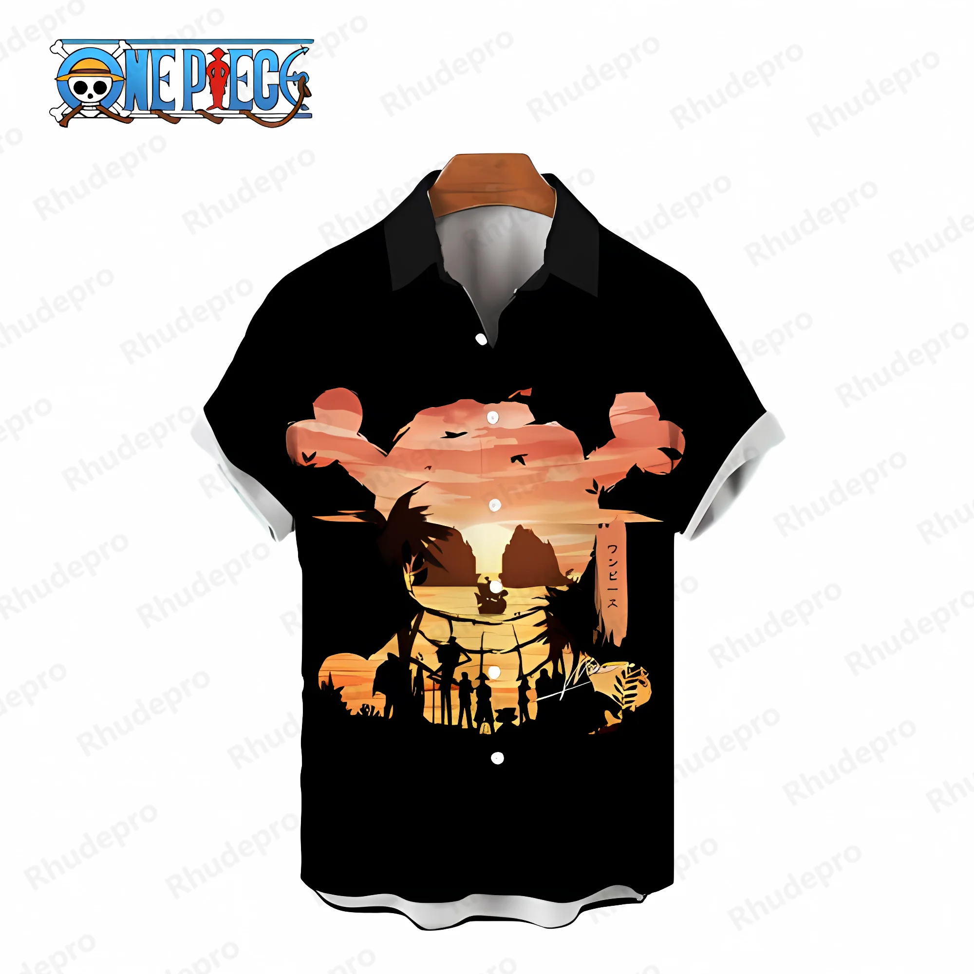 Elegant Shirt Men's Shirts Summer Social Monkey D Luffy Harajuku Mens Clothes One Piece Short Sleeve Blouses HD Print Blouse