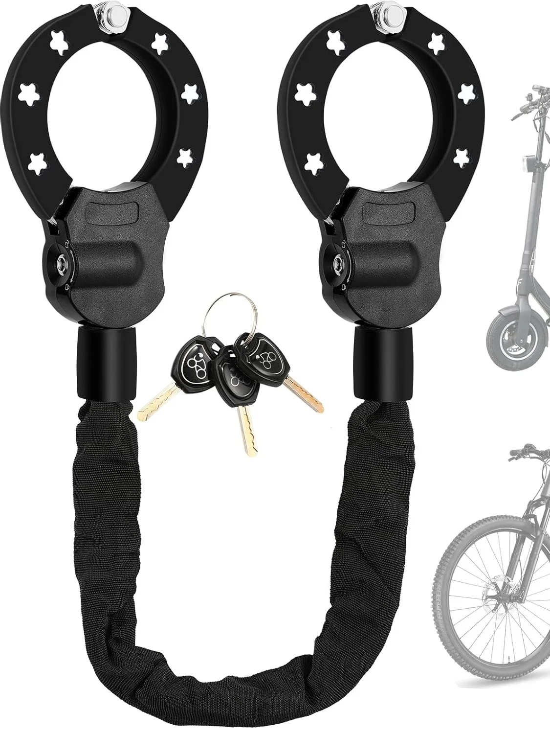 E-Scooter-Schloss, Handschellen-Schloss, Fahrradschloss mit Schlüssel, hochsicheres Schloss, Fahrradschloss, Diebstahlsicher, 93 cm, ⌀ 8 mm für E-Scooter