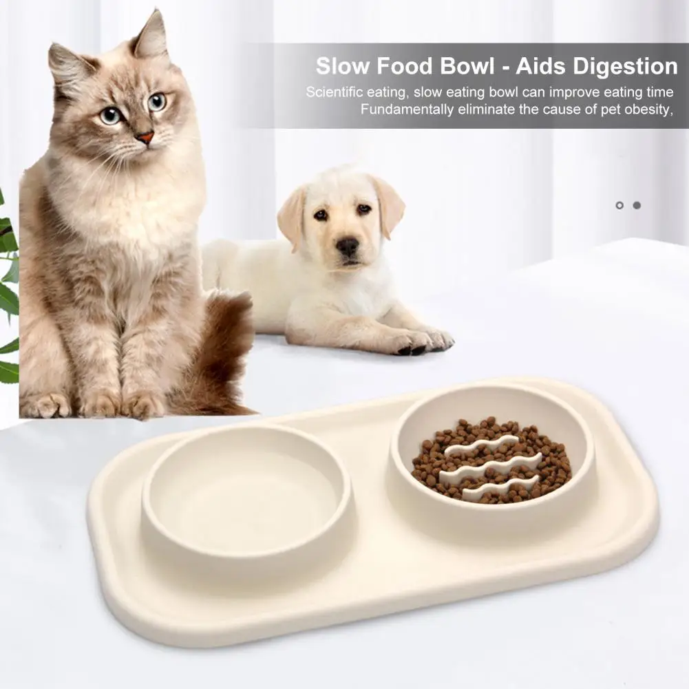 Slow Feeding Pet Bowl Silicone Double Dog Bowl Slow Feeding Anti-Choke Food Water Feeder Slow Feeder Dog Bowl Pet Supplies