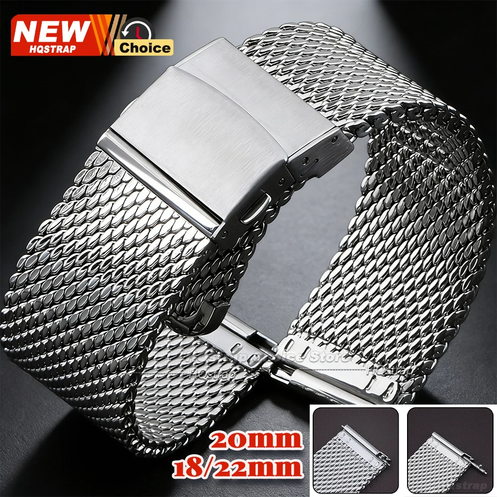 Correa de reloj milanesa de 18mm, 20mm, 22mm para IWC, correa de malla de acero inoxidable de 1.0mm y 0.6mm para Seiko, pulsera para Rolex, para Omega