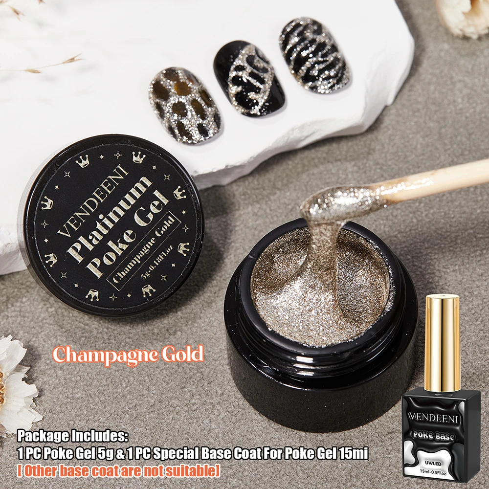 Vendeeni paillettes or argent Poke Poke Gel vernis à ongles vague Texture dentelle modélisation UV platine peinture Gel vernis pour Nail Art