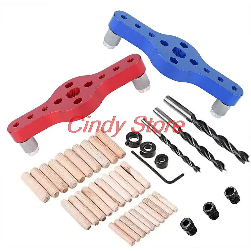 Alloy Vertical Pocket Hole Jig Woodworking Drilling Locator Wood Dowelling Self Centering Drill Guide Kit Hole Puncher