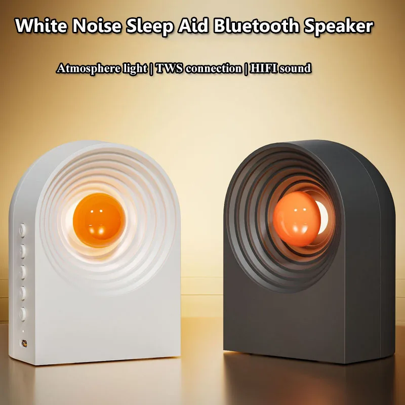 Mini Portable Bluetooth Speaker White Noise Sleep Aid Music Box TWS Stereo Sound MP3 Music Player with Atomosphere Night Light