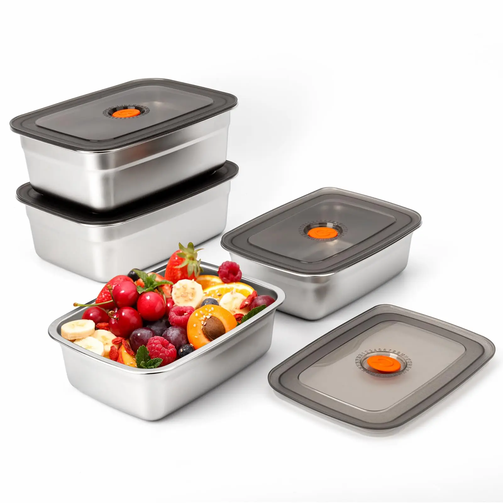 

Stainless Steel Camping Lunch Box Sealed Leak-proof Bento Box Microwave Suitable Large Capacity Refrigerator Freezer Storage Box