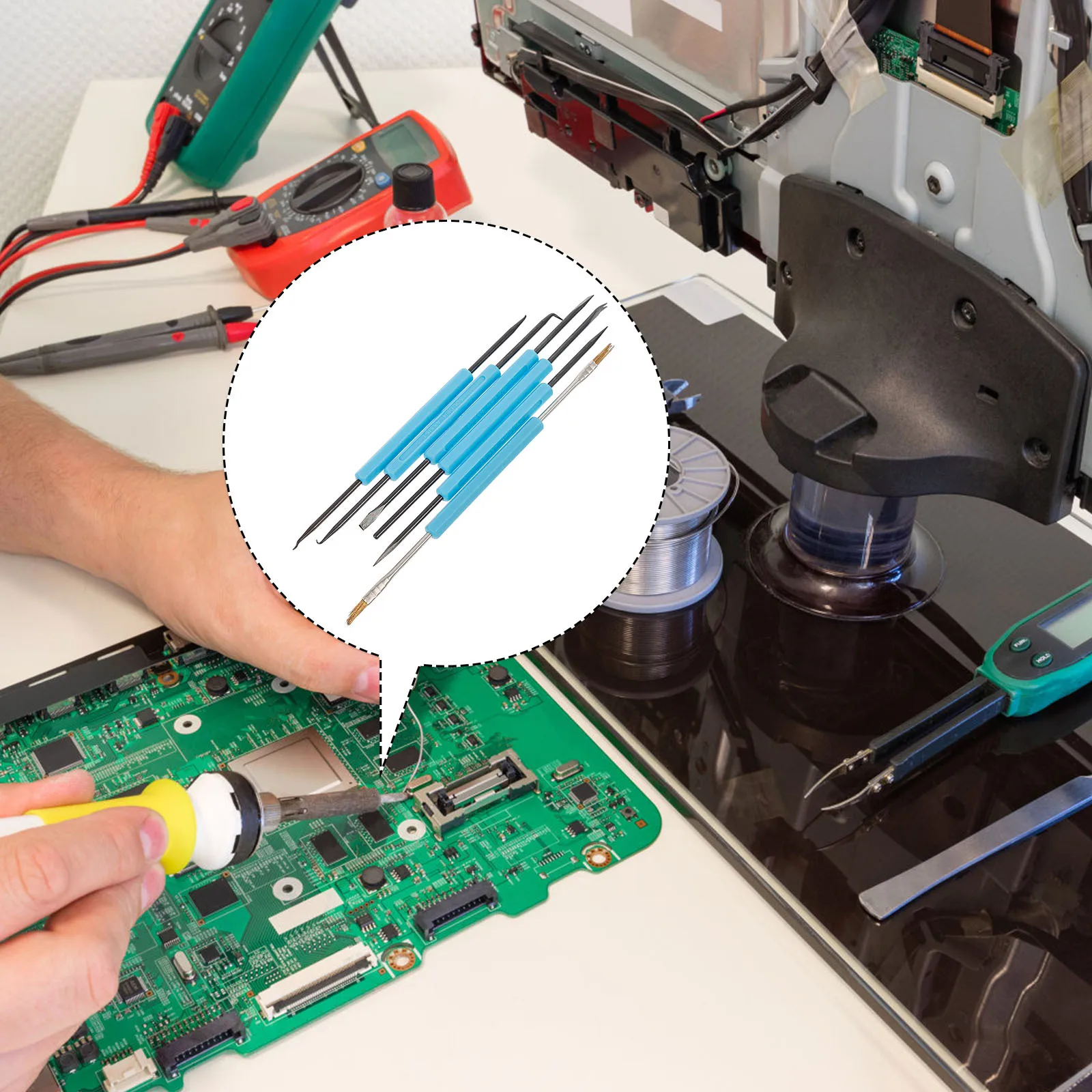 

6Pcs Soldering Auxiliary Tools Double-Sided Welding Repair Kit Ergonomic Handle Hardened Tip for Circuit Board Soldering Solder