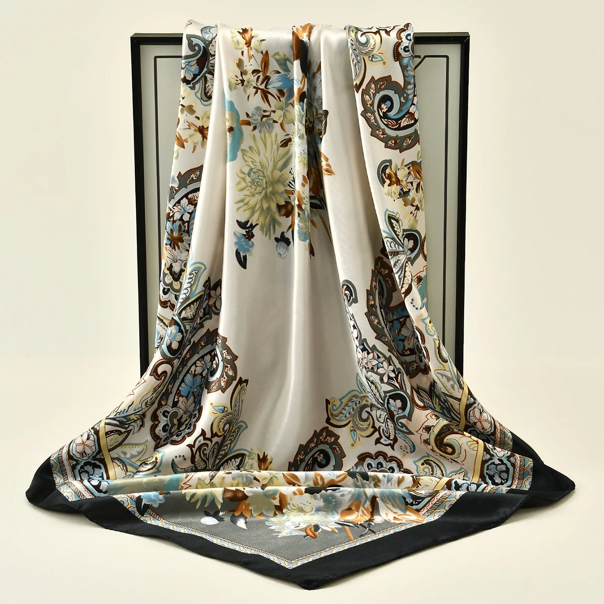 

90*90cm Printed Muslim Hijab Scarf Spring Summer Lightweight Head Cover Shawl With Adjustable Strap For Women Bag Accessories