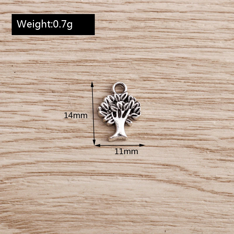 Tusember 50 Stück Legierung Niedliche Metall-Baum-Anhänger für Halsketten, Ohrringe, Armbänder, Modischer Handgefertigter Schmuck zum Selbermachen – Detail 7