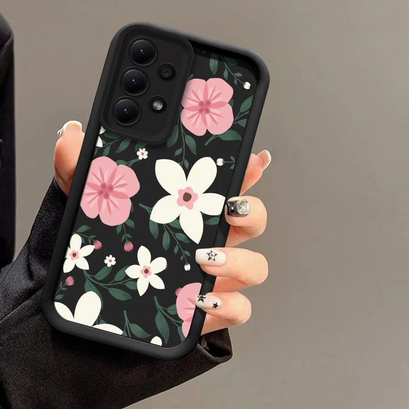 Telefoon Geval Voor Samsung Galaxy A55 A35 A25 A15 A54 A34 A24 A56 A36 A26 A17 A16 A14 A73 A53 A33 A23 A13 A72 Bloem Siliconen Cover