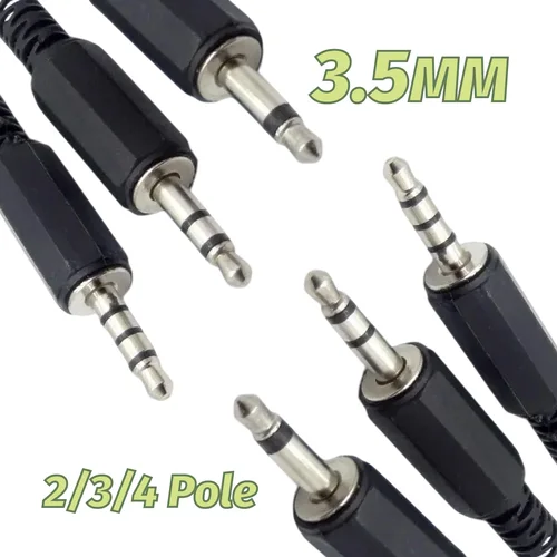 Conector macho para auriculares de audio con conector de 3,5 mm, enchufe estéreo de un solo/doble canal con carcasa de plástico negro