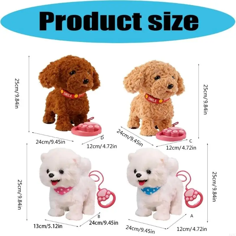 A5YC Łatwa w obsłudze elektryczna pluszowa zabawka dla dzieci z funkcją chodzenia i szczekania oraz miękkim pluszem