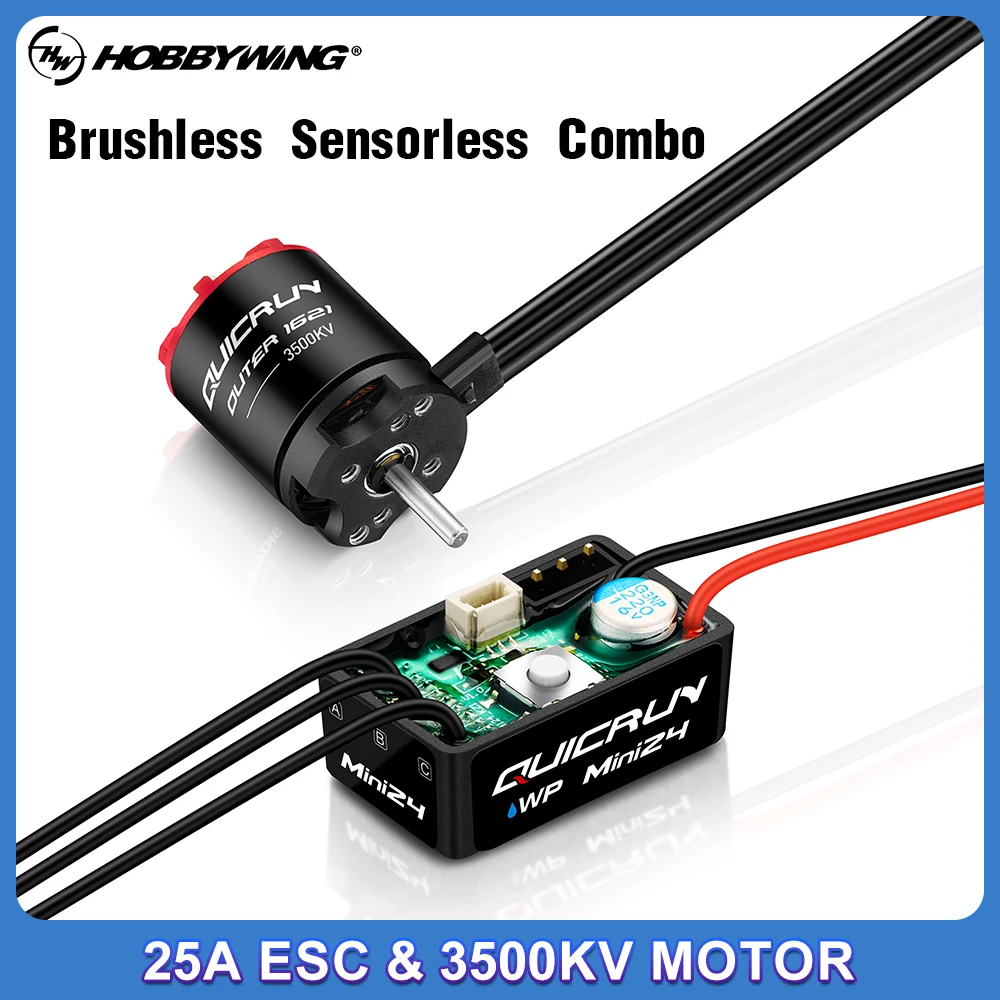 

HOBBYWING QUICRUN WP-MINI24 25A ESC и внешний мотор 1621SL 3500KV для радиоуправляемых моделей автомобилей-краулеров 1/24