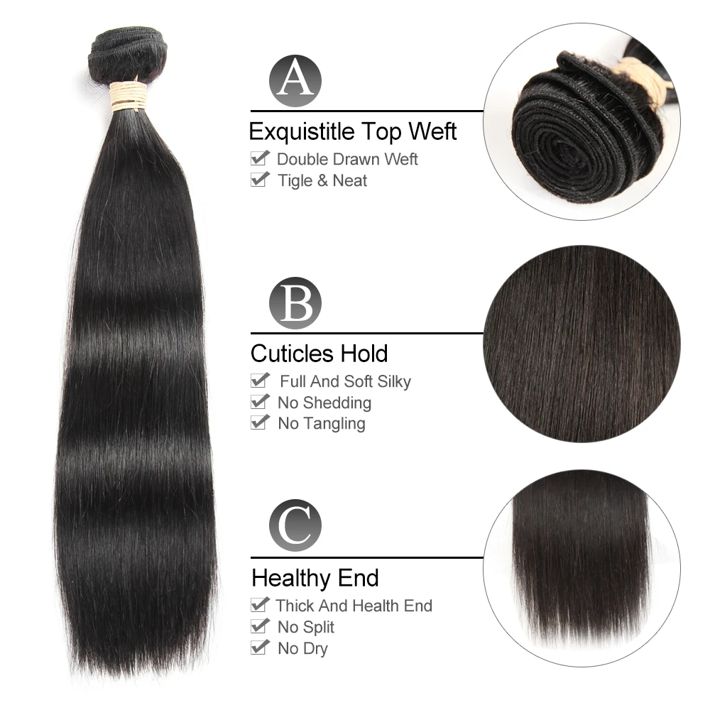 Ekstensi rambut Brasil bundel rambut manusia lurus tulang 1/3/4 bundel jalinan rambut manusia alami 26 28 30 inci 50g kain ganda