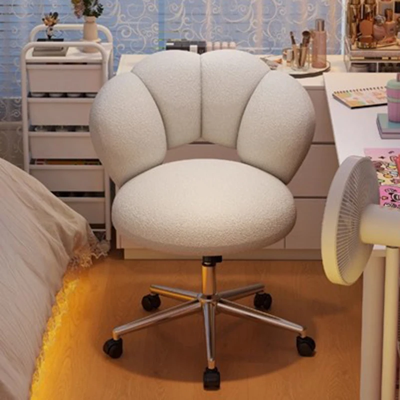 rg-Kawaii Designer Office Chair Cushion Backrest Rolling Student Reading Office Chair Vanity Patio