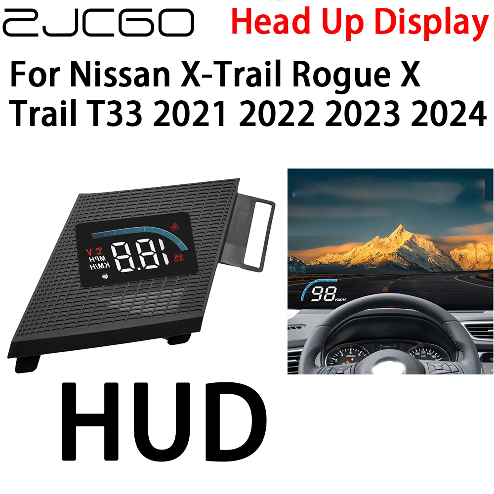 ZJCGO Car HUD Head Up Display Speedometer Projector Alarm Electronic Accessories for Nissan X-Trail Rogue X Trail T33 2021~2024