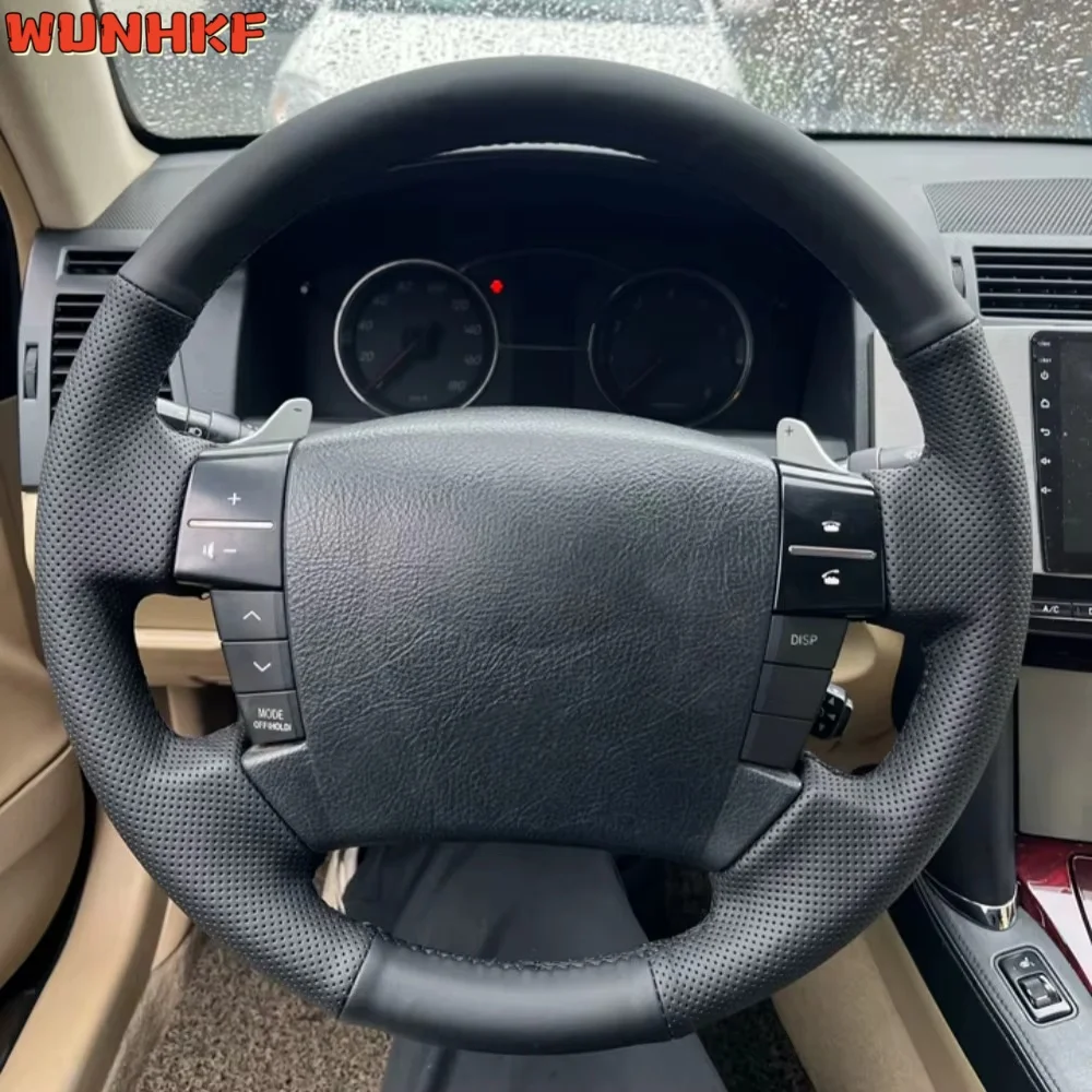 Car Interior Hand-stitched Perforated Non-slip Artificial Leather Steering Wheel Cover For Land Rover Discovery 3 2004-2009