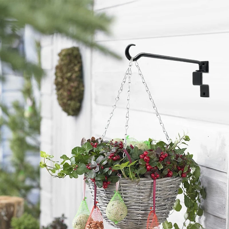 16 Inch 2 Pack Swivel Plant Hangers Outdoor Heavy Duty- Plant Hanging Hook Bracket For Flowers Baskets Pots Bird Feeder Durable-