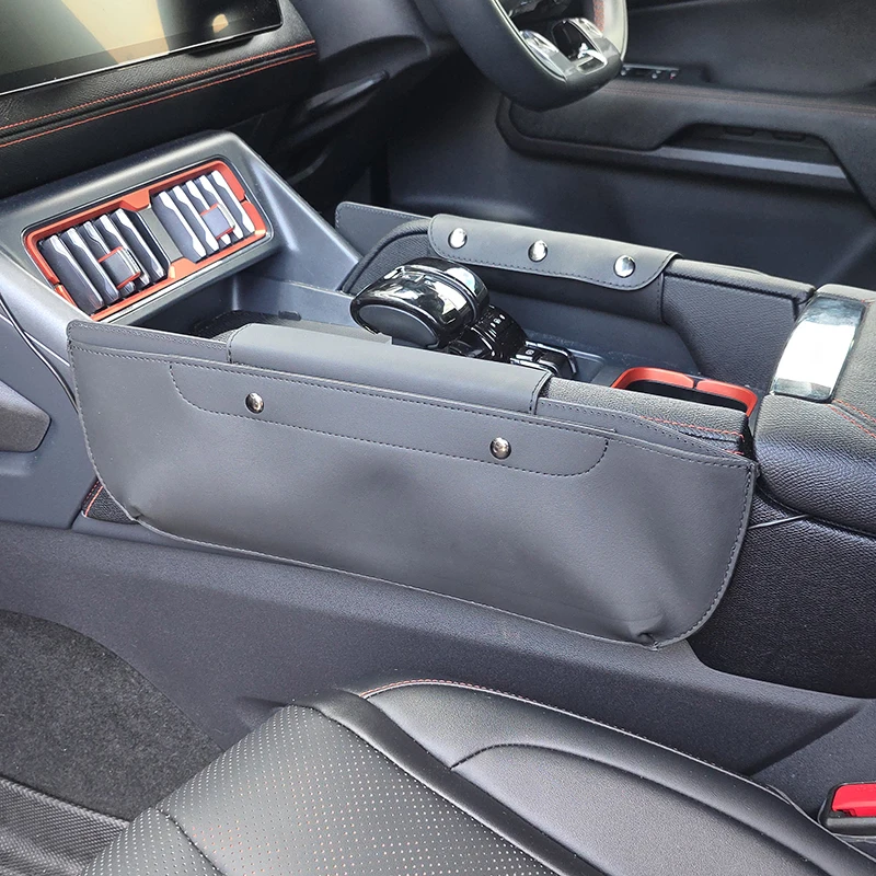 Car Center Console Armrest Cover Storage Organizer Bag Non-Slip For BYD Shark 6 2025 Custom Fit Driver Passenger 2PCS Set Black
